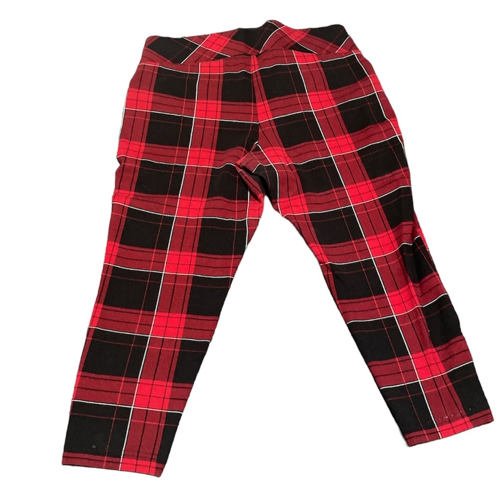 Torrid Cropped Slim Fix Pixie Pant - Plaid All-Nighter Ponte Black Red 1X XL - Picture 4 of 8